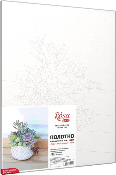 Полотно на картоні з контуром Натюрморт 30x40 см Rosa Start