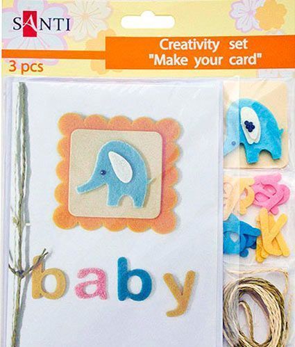Набор для творчества Сделай открытку Детская со слоненком 12х17 см 3 шт 