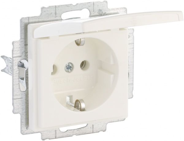 Розетка із заземленням ABB Basic 55 SCHUKO 2P+E 16 А 250 В без шторок з кришкою білий 20 EUK;20 EUK-94-507