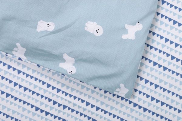 Комплект постільної білизни Little dogs полуторний бірюзово-білий La Nuit 