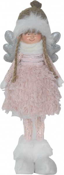 Декорація новорічна дівчинка ангел стоячий пудра 40 см 
