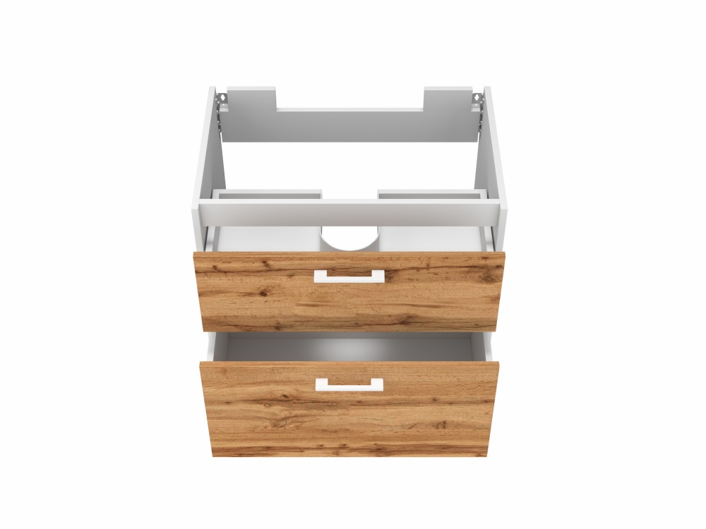 Тумба ЮВЕНТА Afina 70 см біла + Дуб Вотан під стільницю або умивальник Piedra 70