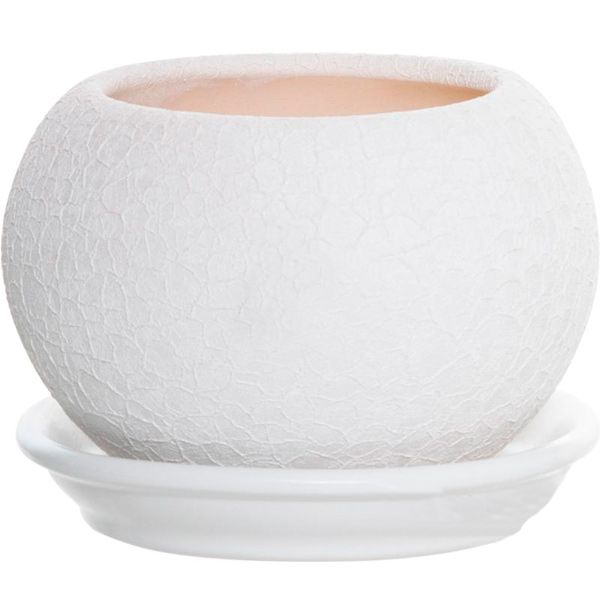 Горшок керамический Ориана-Запорожкерамика Шар шелк круглый 0,4л белый 