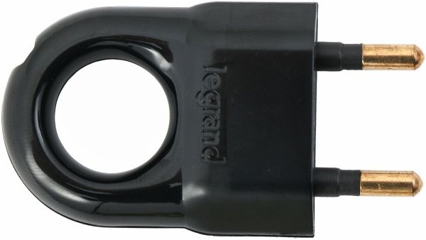 Вилка электрическая с ручкой Legrand 6 А 220 В без заземления 220В 6А IP20 пластик черный