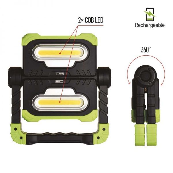 Фонарь прожекторный Emos LED 20W 2000Lm Li-Ion P4536 черно-зеленый 