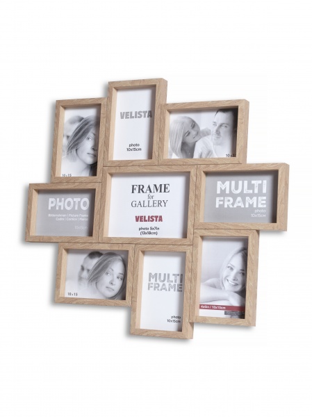 Коллаж Velista (8х10х15, 1х13х18) світле дерево 9 фото 10x15 см светлое дерево 