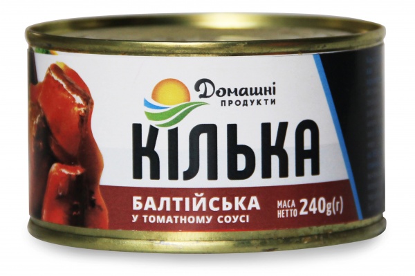 Кільки в томатному соусі ТМ Домашні продукти балтійська т/с 240 г