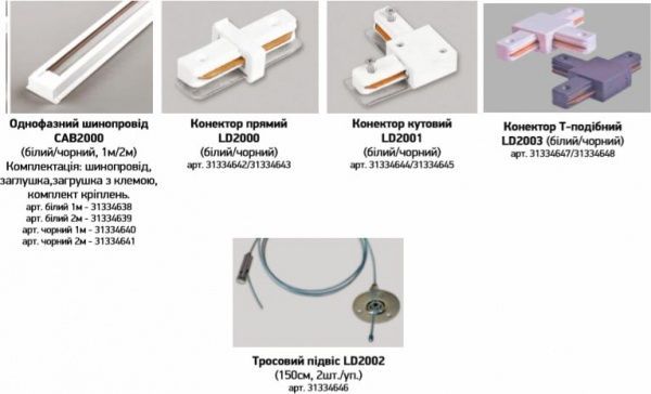 Шинопровід 1-фазний LightMaster CAB2000 100 см чорний 