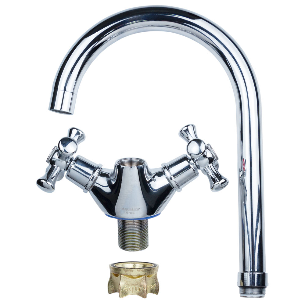 Смеситель Aquatica PL 1/2 для кухни гусак высокое ухо на гайке (PL-4B455C)