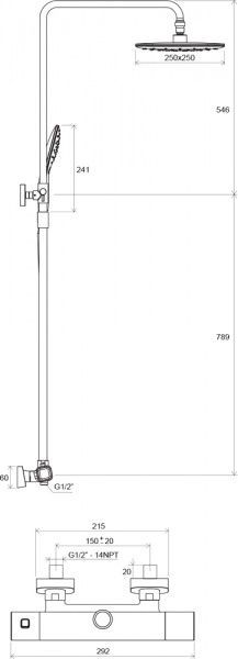 Душевая система Ravak TD 091.00/150