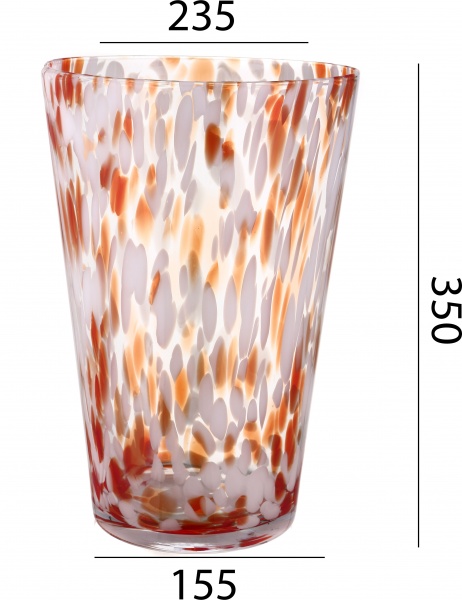 Ваза скляна Wrzesniak Glassworks Confetti опал 35 см червоний 