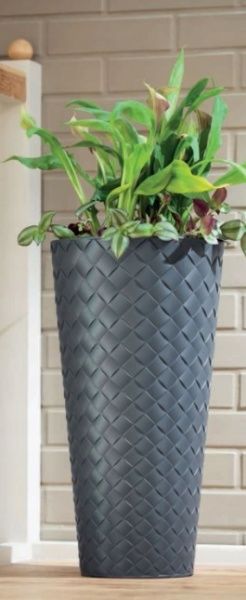 Горщик пластиковий Form Plastic Маката Слім-40 круглий 63л антрацит (2850-014) 