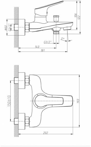 Смеситель для ванны Mixxen Блис MXH1052
