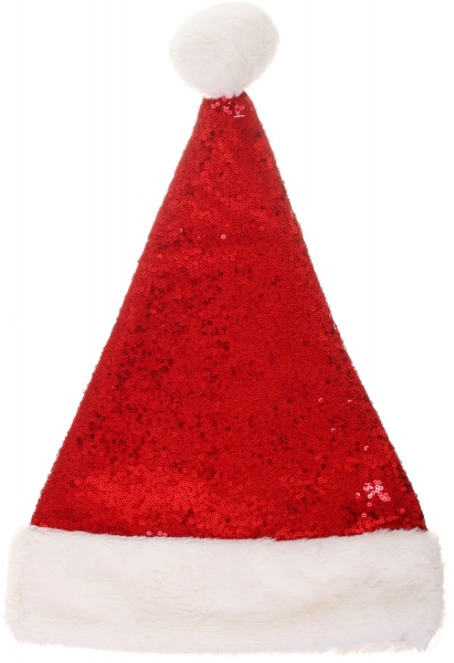 Шапка Діда Мороза з пайетками 46х30 см в асортименті