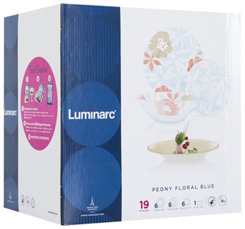 Сервиз столовый Peony Floral Blue 19 предметов N6264 Luminarc