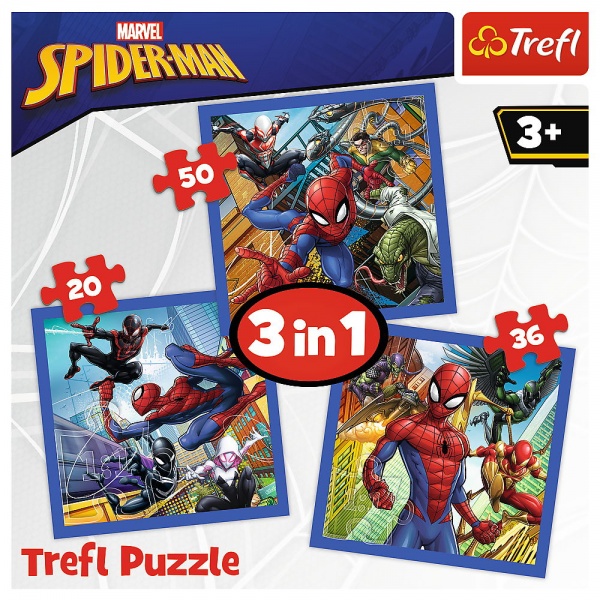 Пазл Trefl 3 в 1 (20,36,50) MARVEL Спайдермен 3+ 34841