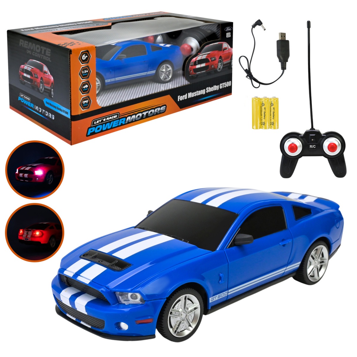 Автомобіль на радіокеруванні Shantou Powermotors Ford Mustang Shelby GT500 1:24 PM2405 BLUE — фото 1