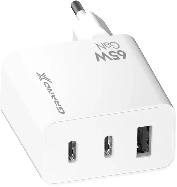 Зарядний пристрій Grand-X GaN 65W CH-990W 2xType-C + USB-A C White (CH-990W)