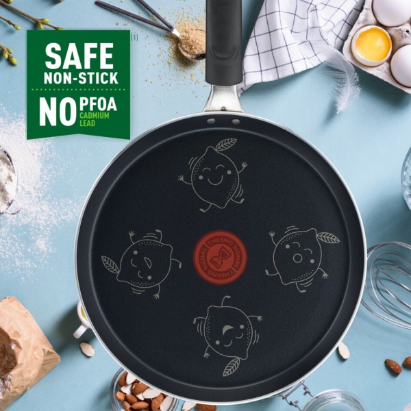 Сковорода для млинців з лопаткою FRUITS (лимон) 25 см B4381002 Tefal