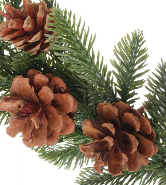 Декорація новорічна Гілка хвойна з шишками засніжена 45см EPI-A3-3766HA 