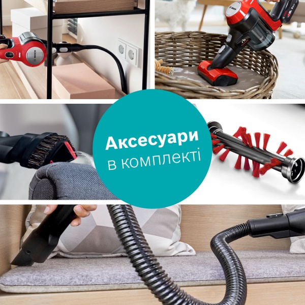 Пилосос акумуляторний Bosch Unlimited 7 BBS711ANM red 
