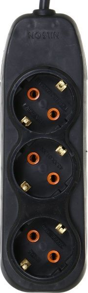 Комплект Nilson удлинитель + тройник с заземлением 3 гн. черный 2 м 