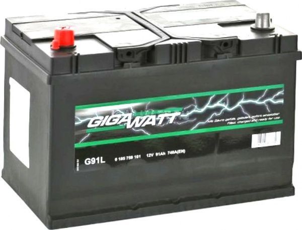 Акумулятор автомобільний Gigawatt Asia 91 А GW 0185759100 лівий