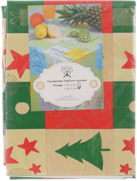 Скатертина Новорічна Стандарт 140x200 см різнокольоровий УкрСкат
