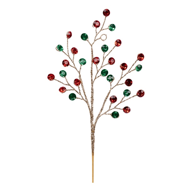Гілочка декоративна YES! Fun з кристалами червона/зелена 30 см 974109 