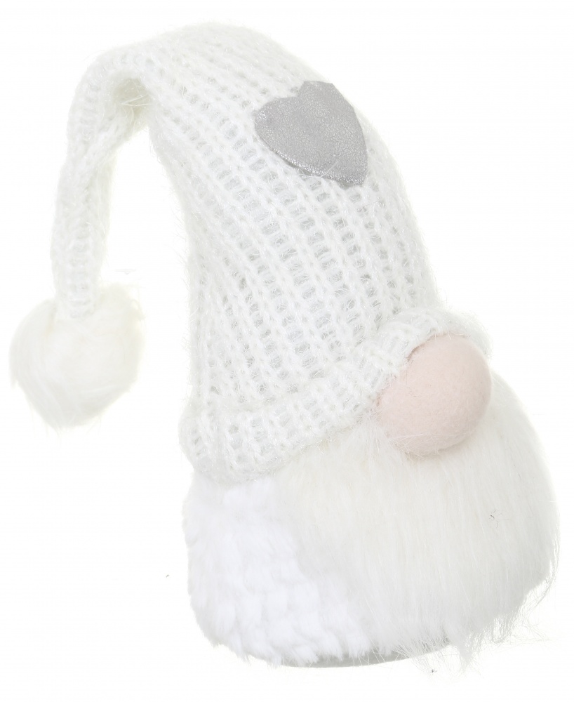 Декорация новогодняя гномик пушистик белый 14х21 см LF2236023