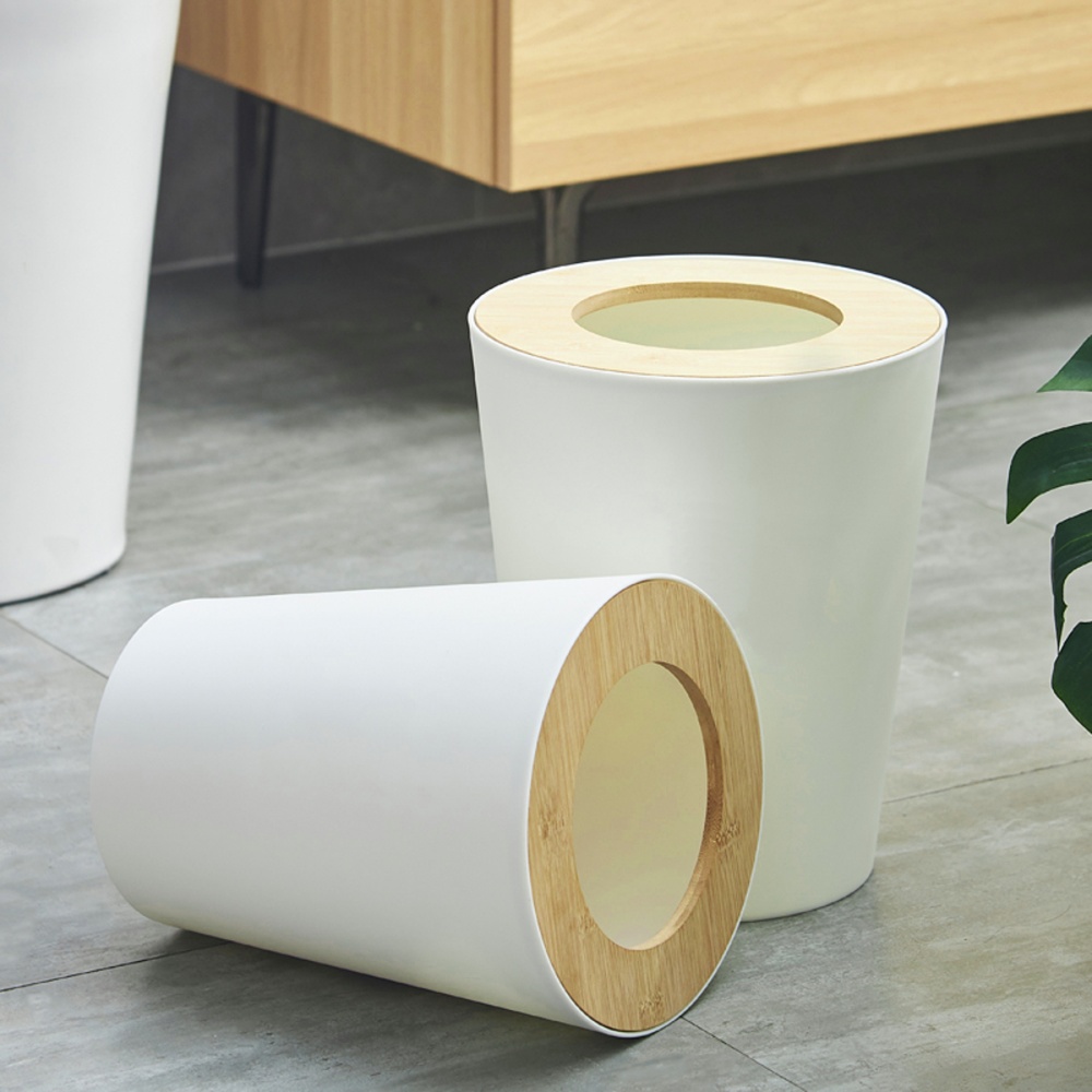 Ведро для мусора MVM 9 л белый/дерево светлое BIN-20 9L WHITE/WOOD