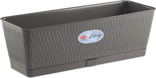 Горщик пластиковий Stefanplast Liberty прямокутний 9л сірий (87508) 