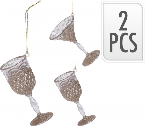 Набор елочных игрушек Бокал 65х90 мм золотой 9 см 2 шт./уп. 