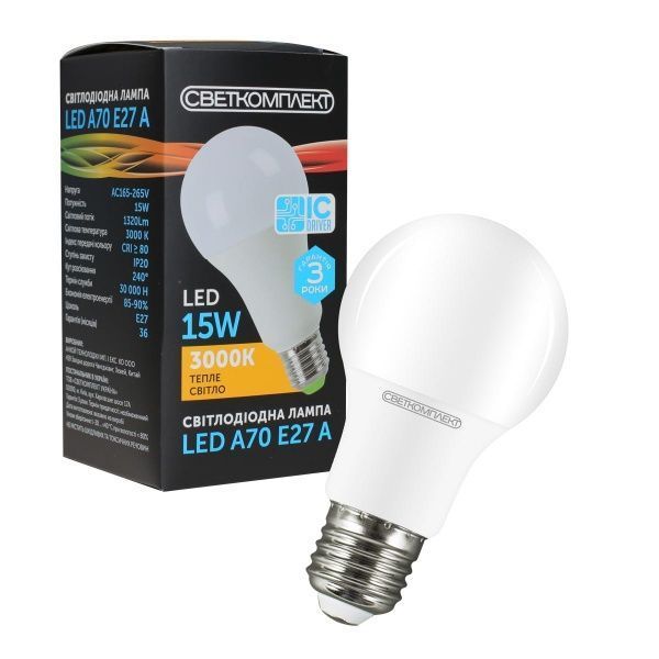 Лампа світлодіодна Светкомплект 15 Вт A70 матова E27 220 В 3000 К 
