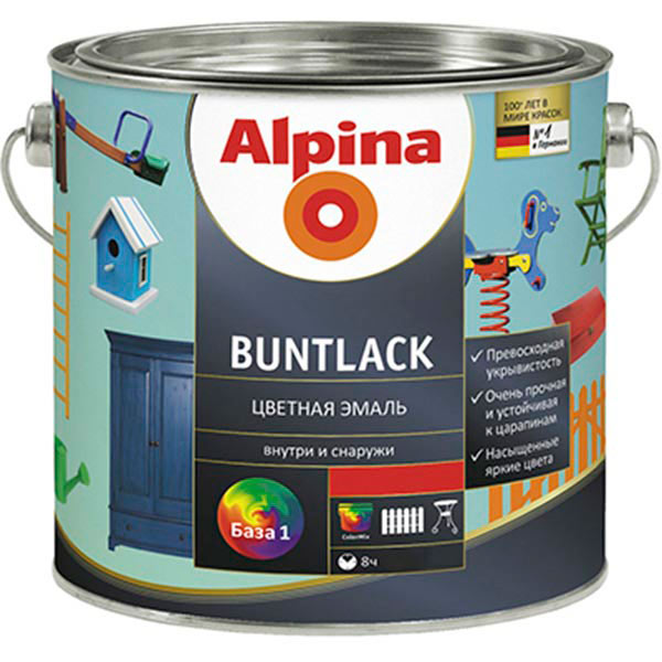 Емаль Alpina акрилова Aqua Buntlack GL B1 білий глянець 0,75л