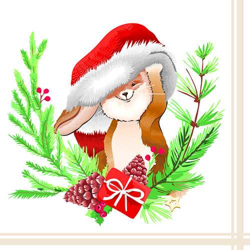 Салфетки столовые La Fleur У зайца праздник 33х33 см белый с принтом 16 шт.