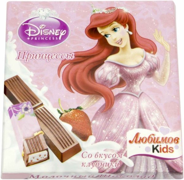 Молочный шоколад Любимов Disney с клубничной начинкой 50 г 