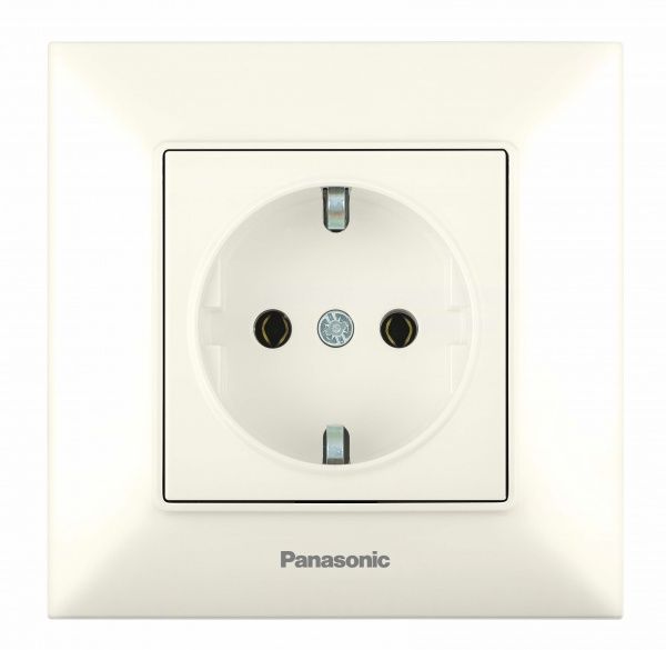 Розетка із заземленням Panasonic Arkedia Slim без шторок без кришки крем 480200282