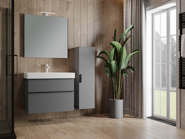 Тумба підлогова ЮВЕНТА Manhattan - 60 сірий з умивальником Stance-60