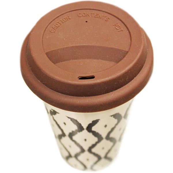 Чашка керамическая Zigzag с крышкой в ассортименте 400 мл