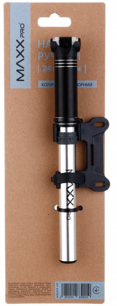 Насос для велосипеда MaxxPro 24x235 мм серебряный с черным M19-02A