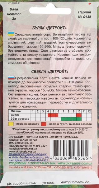 Семена Семена Украины свекла Детройт 3г