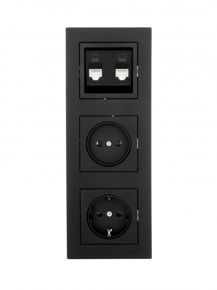 Рамка тримісна Lezard Vesna вертикальна антрацит 742-4200-153