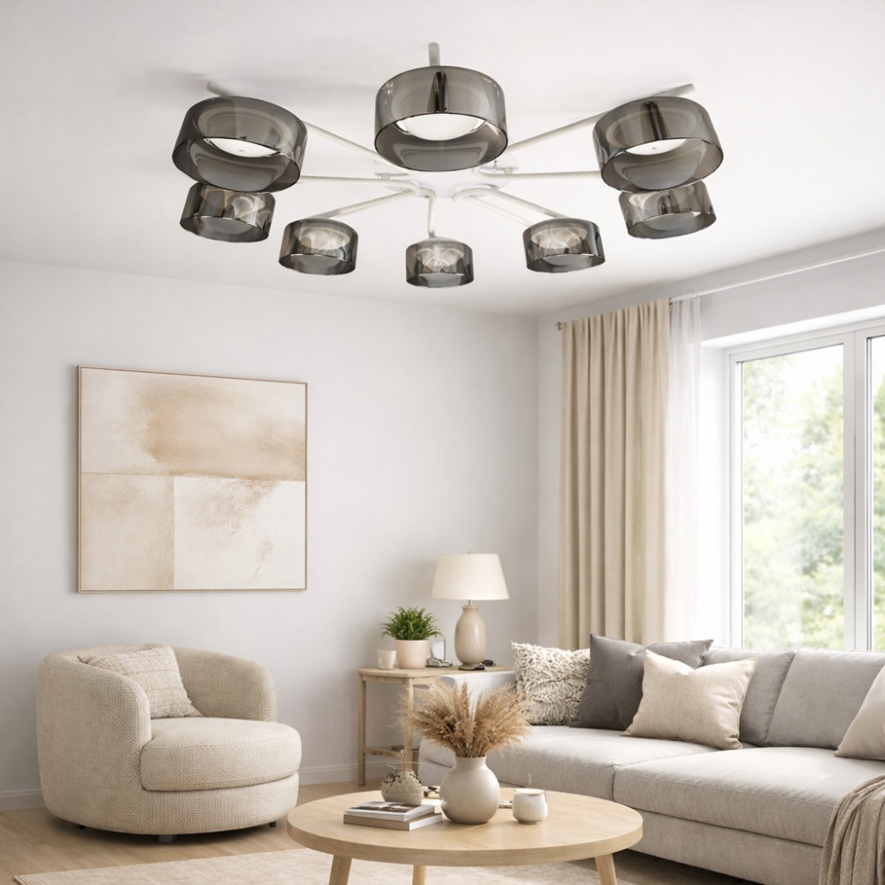 Люстра стельова LIGHT SET DUSHA MS228 8x12 Вт GX53 білий/димчатий
