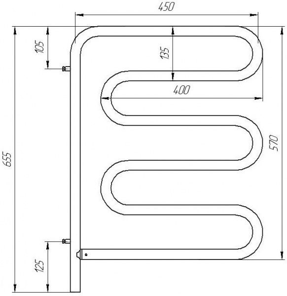 Рушникосушарка Evro-Termo МОНО РС5 450 х 570 Е поворотна