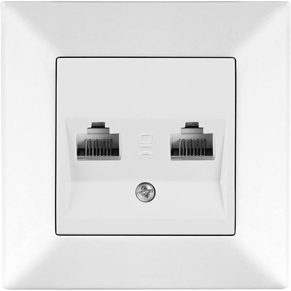 Розетка двойная Viko Meridian RJ45+RJ11 белая