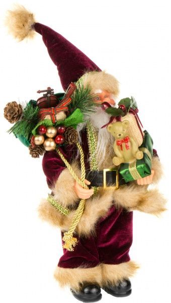 Декоративна фігура Дід Мороз бордовий TM-16025C 30 см 
