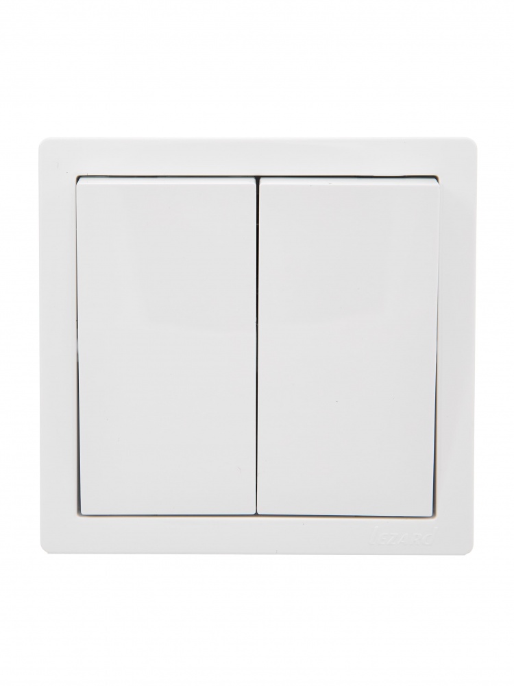 Вимикач двоклавішний Lezard LETO без підсвітки білий 752-0200-101
