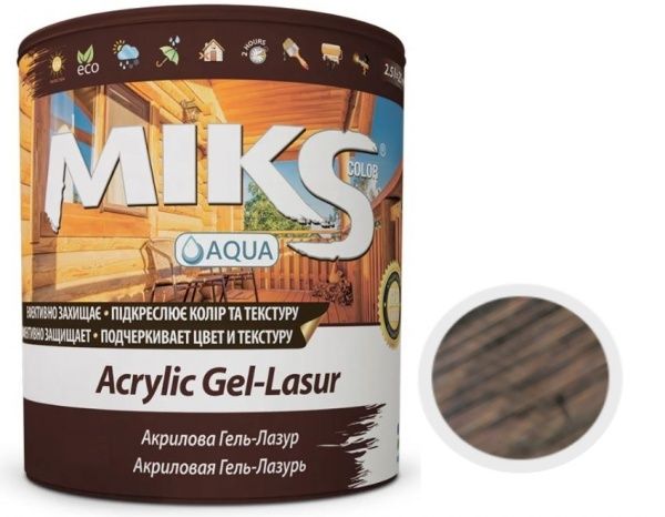 Лазурь MIKS Color акриловая орех полумат 2,5 л