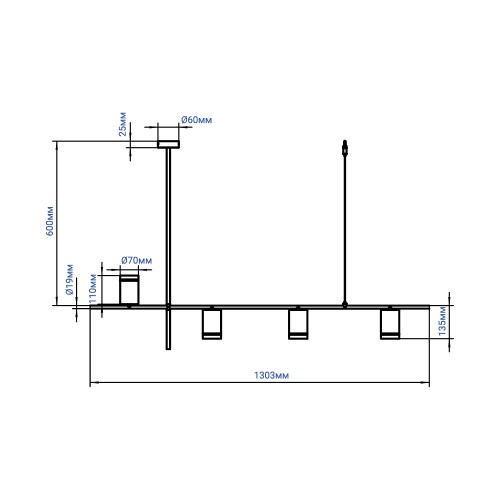 Підвіс Feron ML374 4x100 Вт GU10 матовий чорний 